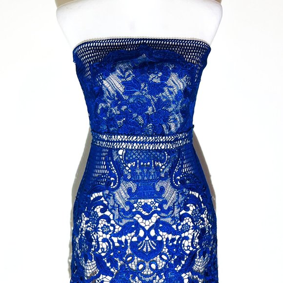 Strapless Lace Crochet Mini Dress - Picture 1 of 3